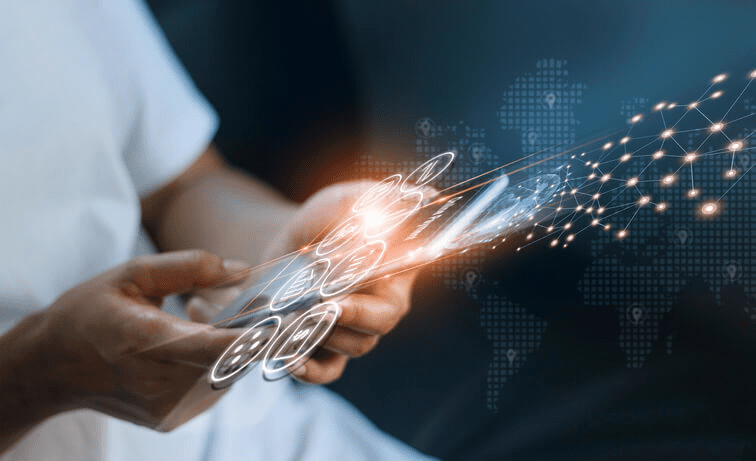 Person typing on phone